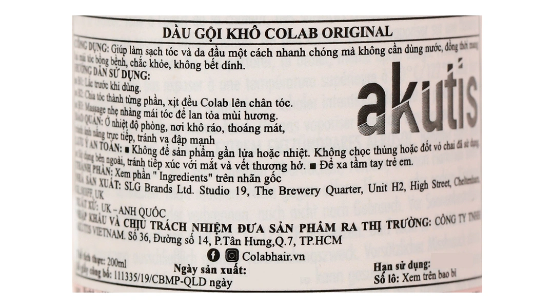 Dầu gội khô Colab Original giúp làm sạch tóc, da đầu chai 200ml - 2
