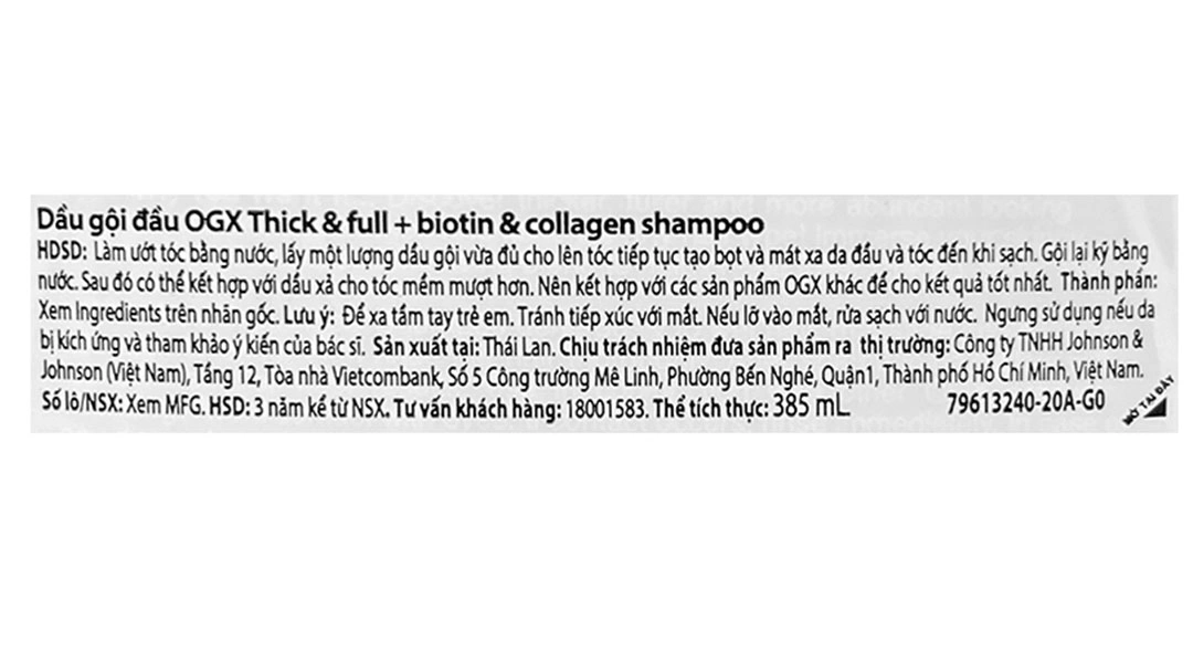 Dầu gội OGX Thick Full Biotin Collagen dưỡng tóc bồng bềnh chai 385ml - 2