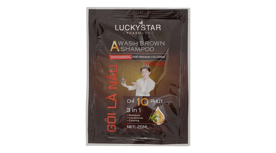 Dầu gội đen Lucky Star phủ bạc làm đen tóc gói 25ml - 6
