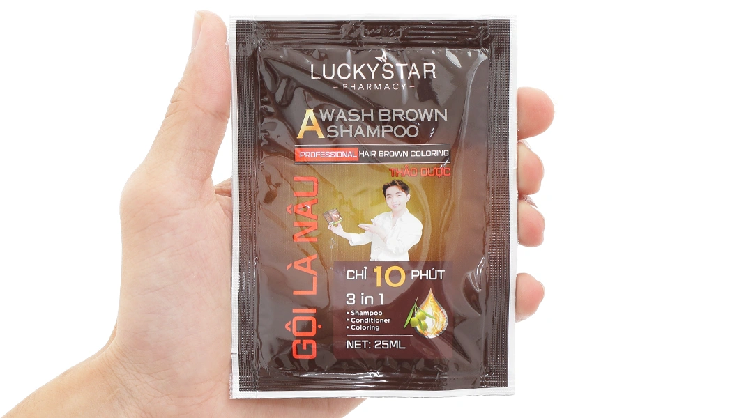 Dầu gội đen Lucky Star phủ bạc làm đen tóc gói 25ml - 8