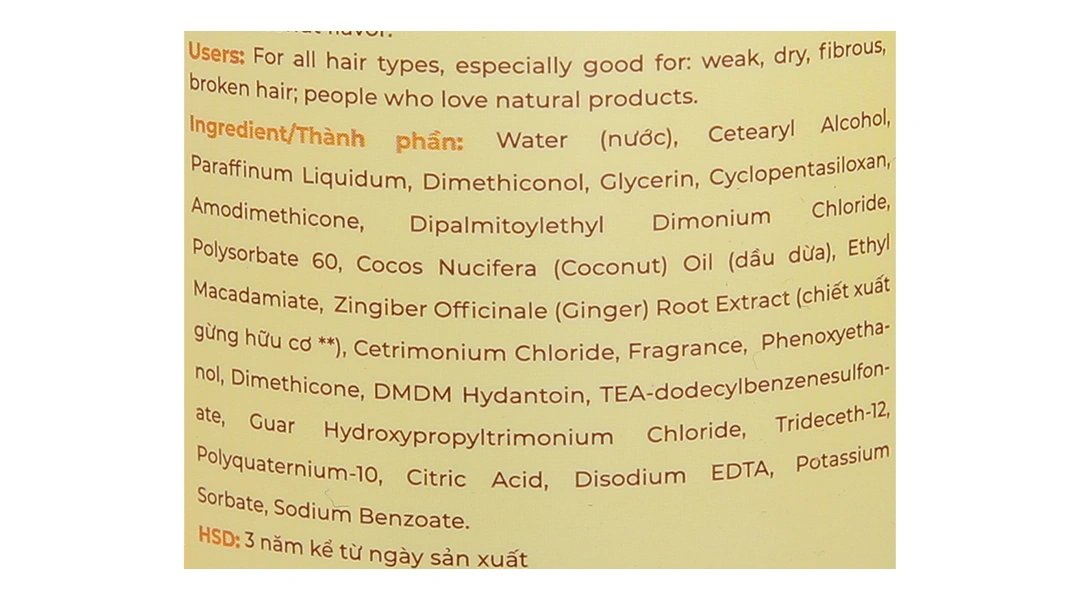 Dầu xả thảo dược Gừng dừa Cocay Hoala giúp tóc mềm mượt, giảm khô xơ - 6