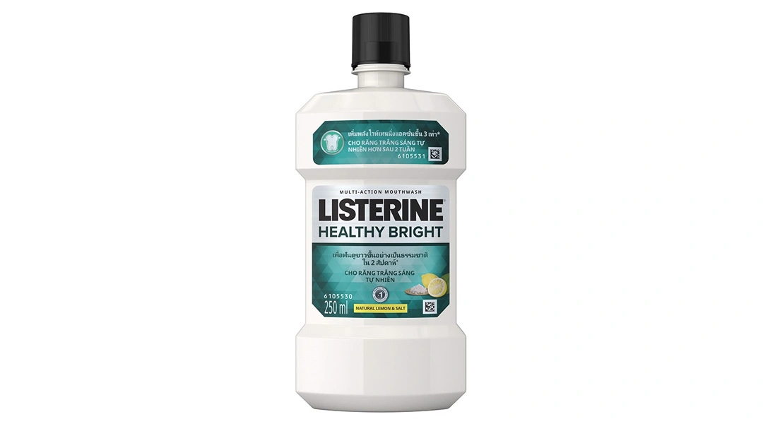 Nước súc miệng Listerine Healthy Bright giúp trắng răng chai 250ml - 