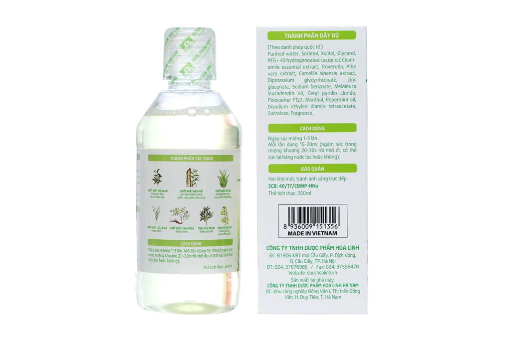 Nước súc miệng dược liệu Ngọc Châu làm sạch, khử mùi hôi chai 350ml - 1