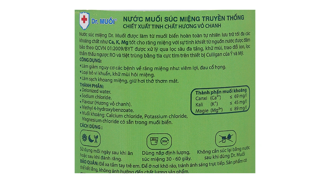 Nước súc miệng Dr. Muối hương vỏ chanh ngừa sâu răng chai 1000ml - 7