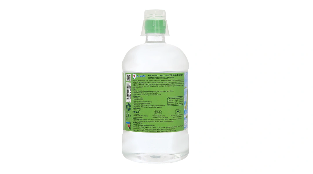 Nước súc miệng Dr. Muối hương vỏ chanh ngừa sâu răng chai 1000ml - 6