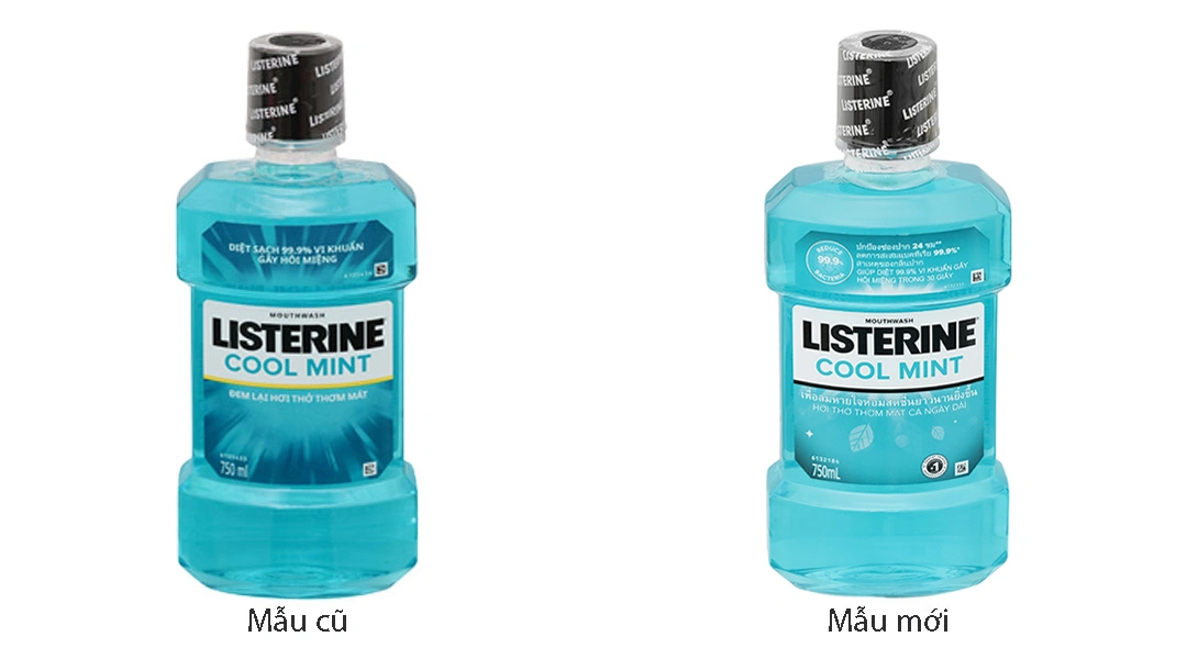 Nước súc miệng Listerine Cool Mint giúp hơi thở thơm mát chai 750ml - 
