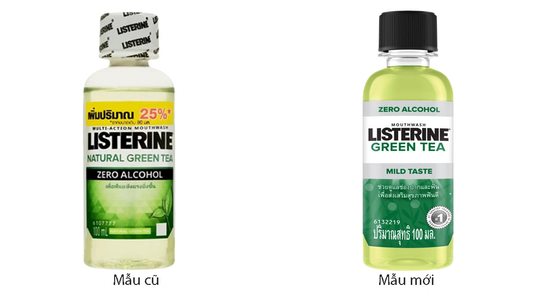 Nước súc miệng Listerine Natural Green Tea diệt khuẩn, thơm miệng chai 100ml - 