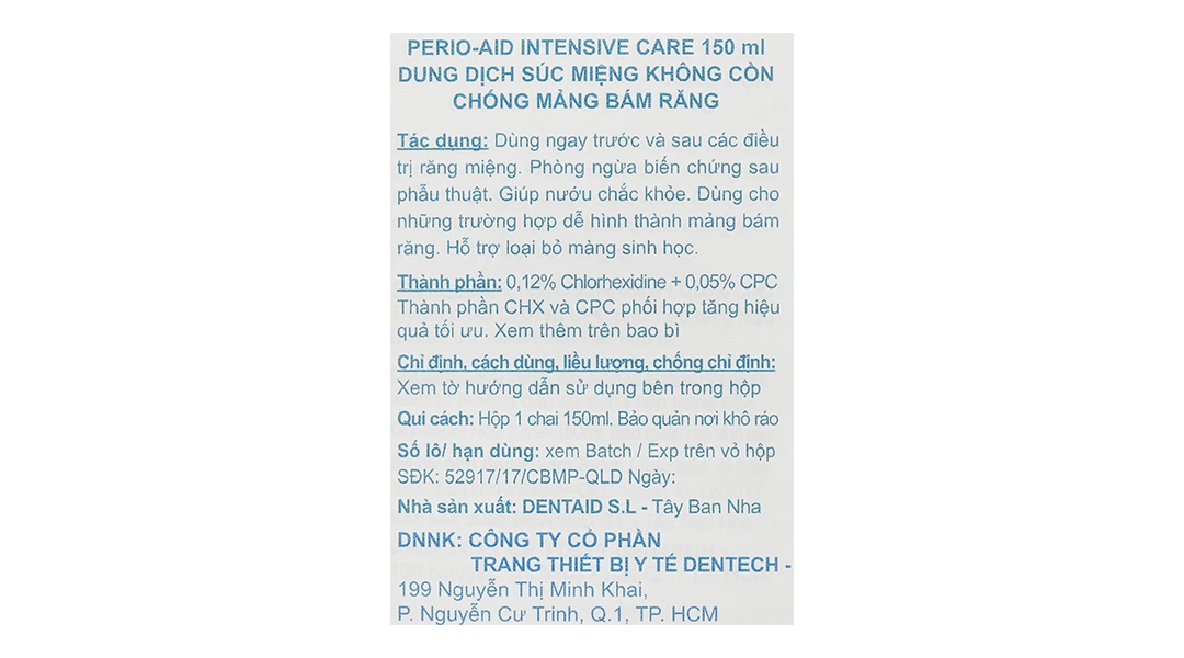 Nước súc miệng Perio-Aid Intensive Care giúp nướu răng chắc khỏe chai 500ml - 11