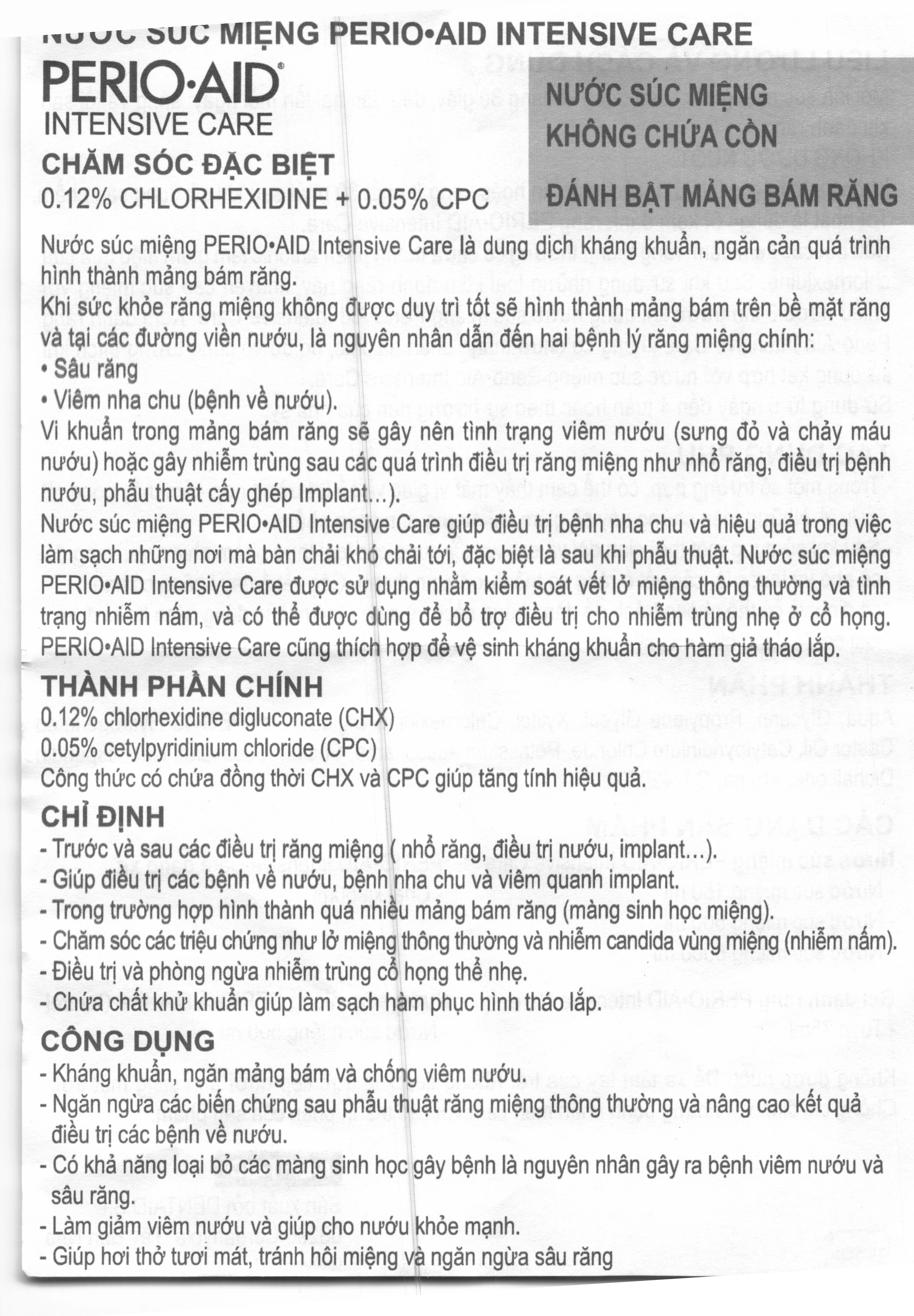 Nước súc miệng Perio-Aid Intensive Care giúp nướu răng chắc khỏe chai 500ml - 12