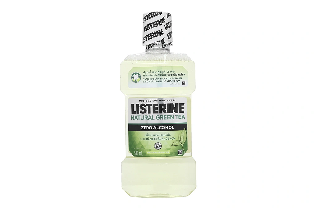 Nước súc miệng Listerine Natural Green Tea không cay chai 500ml - 