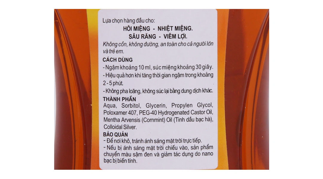 Nước súc miệng Valentine ngừa hôi miệng, giảm nhiệt miệng chai 500ml - 2