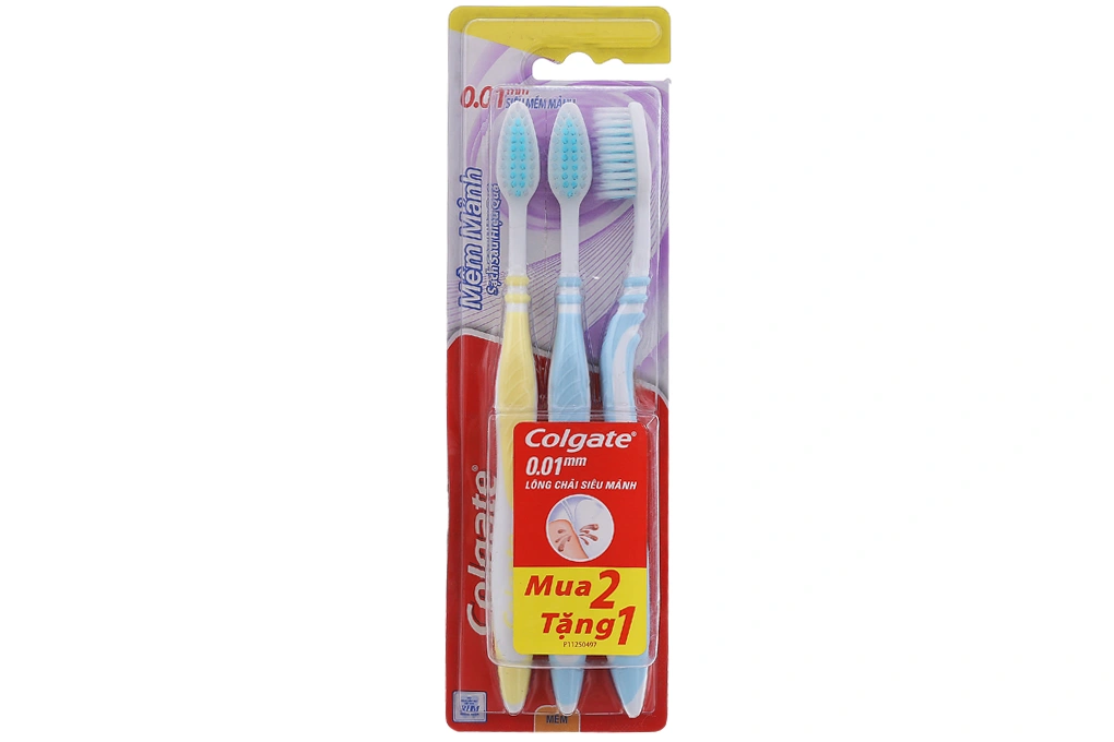Bàn chải đánh răng Colgate siêu mềm mảnh vỉ 3 cây - 