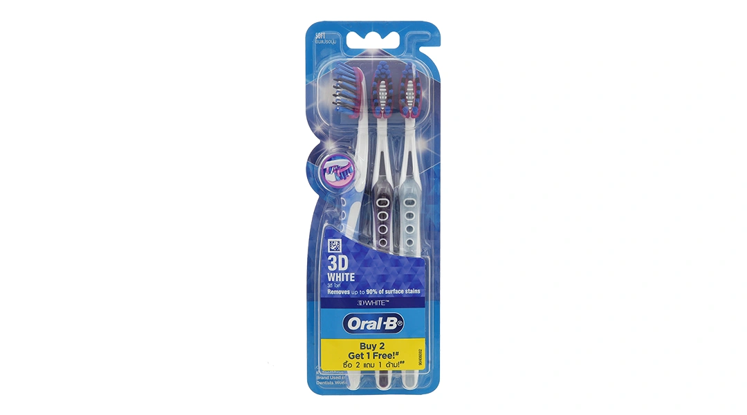 Bàn chải đánh răng Oral-B trắng sáng 3D vỉ 3 cây - 