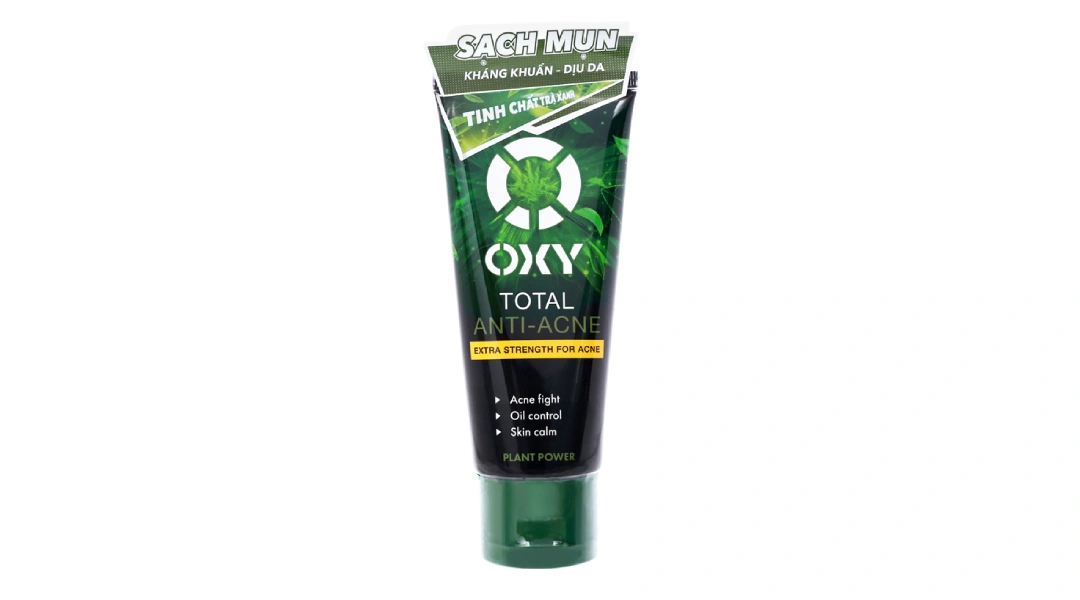 Kem rửa mặt Oxy Total Anti-Acne trà xanh kiểm soát nhờn, sạch khuẩn mụn tuýp 100g - 