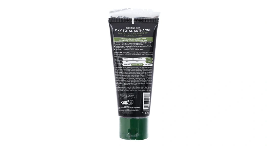 Kem rửa mặt Oxy Total Anti-Acne trà xanh kiểm soát nhờn, sạch khuẩn mụn tuýp 100g - 1