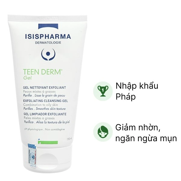 Gel rửa mặt Isis Pharma Teen Derm giảm nhờn, ngừa mụn