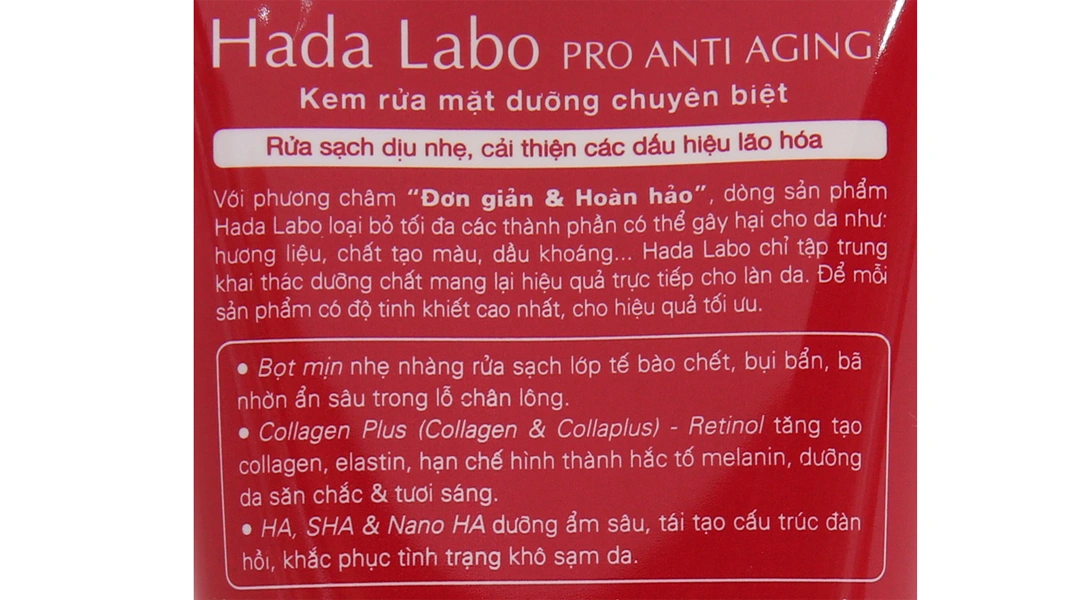 Kem rửa mặt Hada Labo Pro Anti Aging cải thiện da lão hóa tuýp 80g - 5