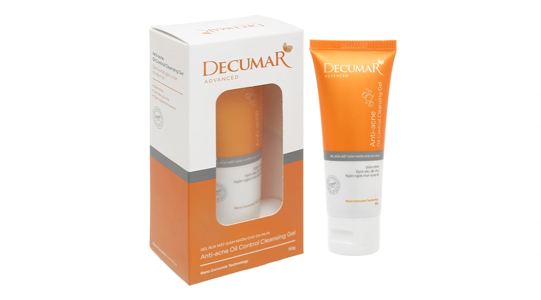 Gel rửa mặt Decumar Anti-acne Oil Control giảm nhờn cho da mụn tuýp 50g - 1