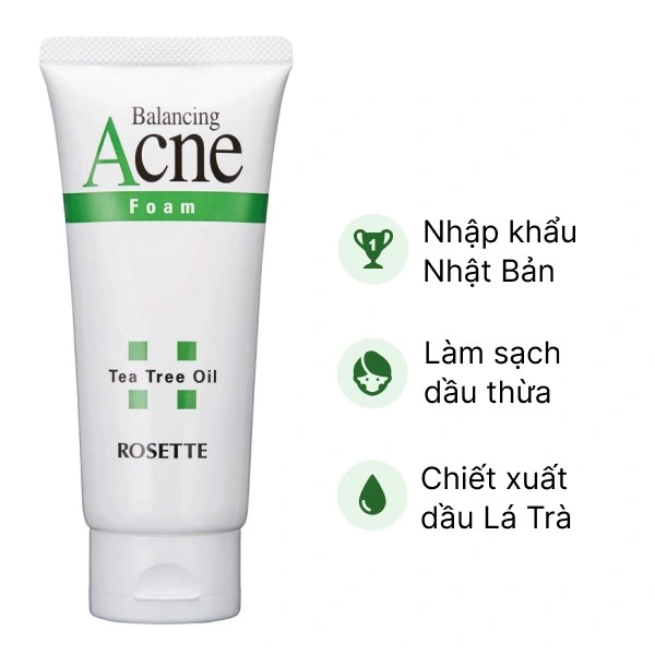 Sữa rửa mặt Rosette Acne Balancing Foam cho da mụn, da nhạy cảm