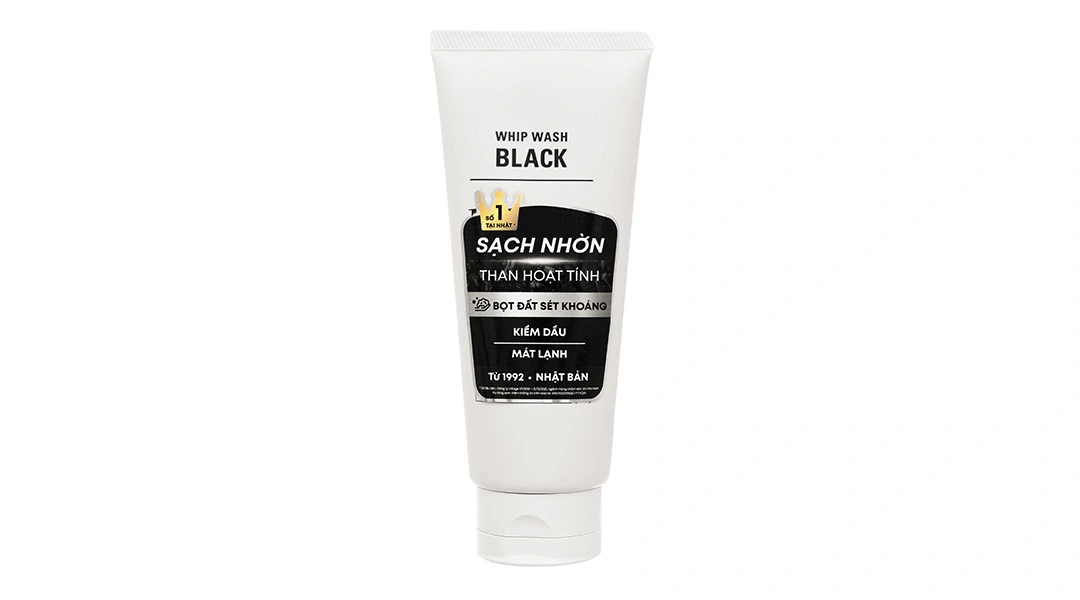 Sữa rửa mặt UNO Whip Wash Black than hoạt tính, sạch nhờn, ngừa mụn tuýp 130g - 