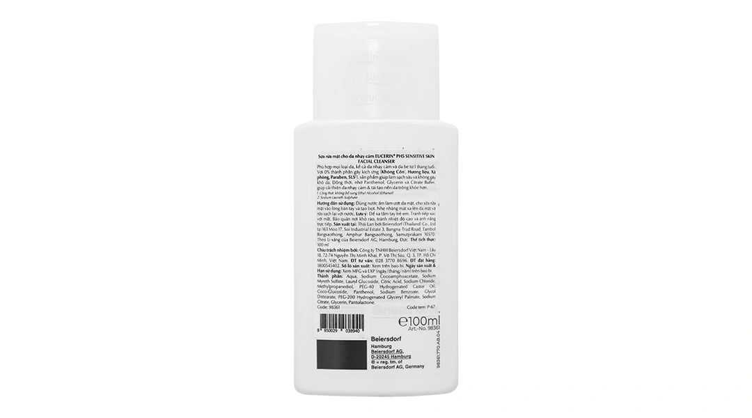 Sữa rửa mặt Eucerin pH5 Facial Cleanser làm sạch sâu cho da nhạy cảm chai 100ml - 1