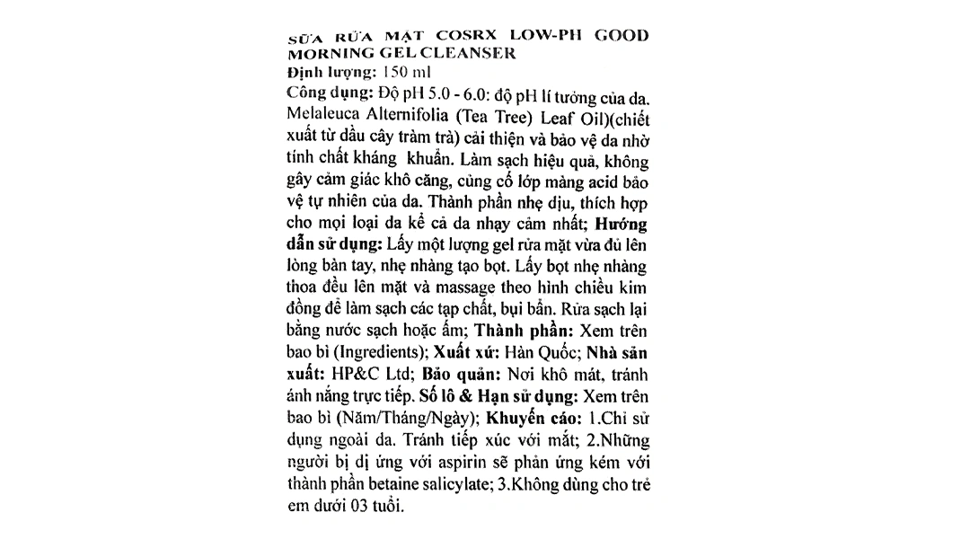 Gel rửa mặt Cosrx Low pH Good Morning làm sạch và kháng khuẩn cho da tuýp 150ml - 3
