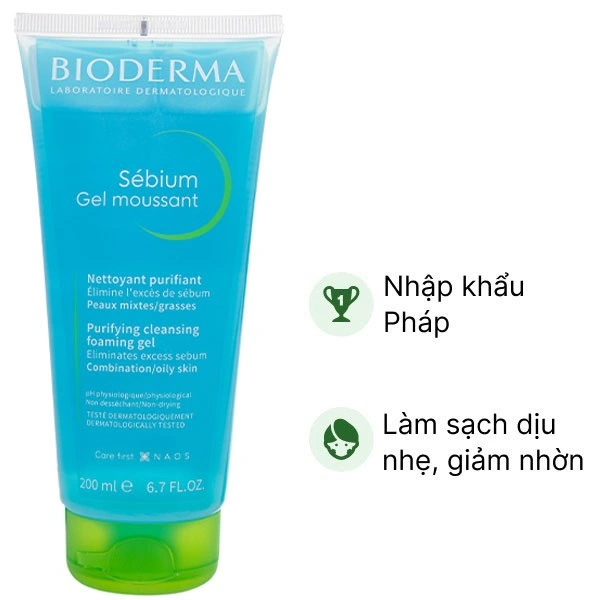 Gel rửa mặt Bioderma Sébium Gel Moussant cho da dầu và da hỗn hợp