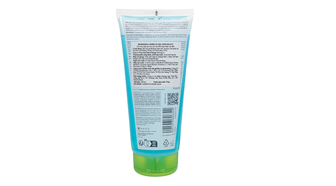 Gel rửa mặt Bioderma Sébium Gel Moussant làm sạch cho da dầu và da hỗn hợp tuýp 200ml - 1