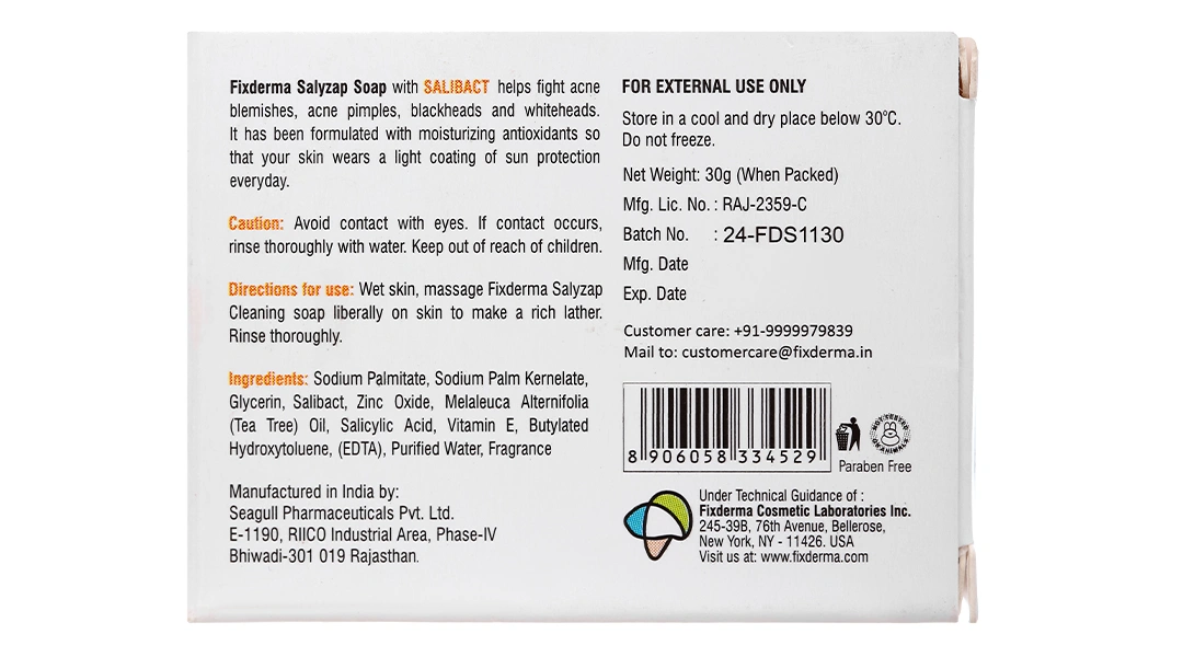 Xà phòng Fixderma Salyzap Soap làm sạch da, giảm mụn trứng cá cục 30g - 2