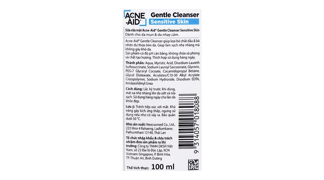 Sữa rửa mặt Acne- Aid Gentle Cleanser làm sạch cho da mụn, nhạy cảm chai 100ml - 2