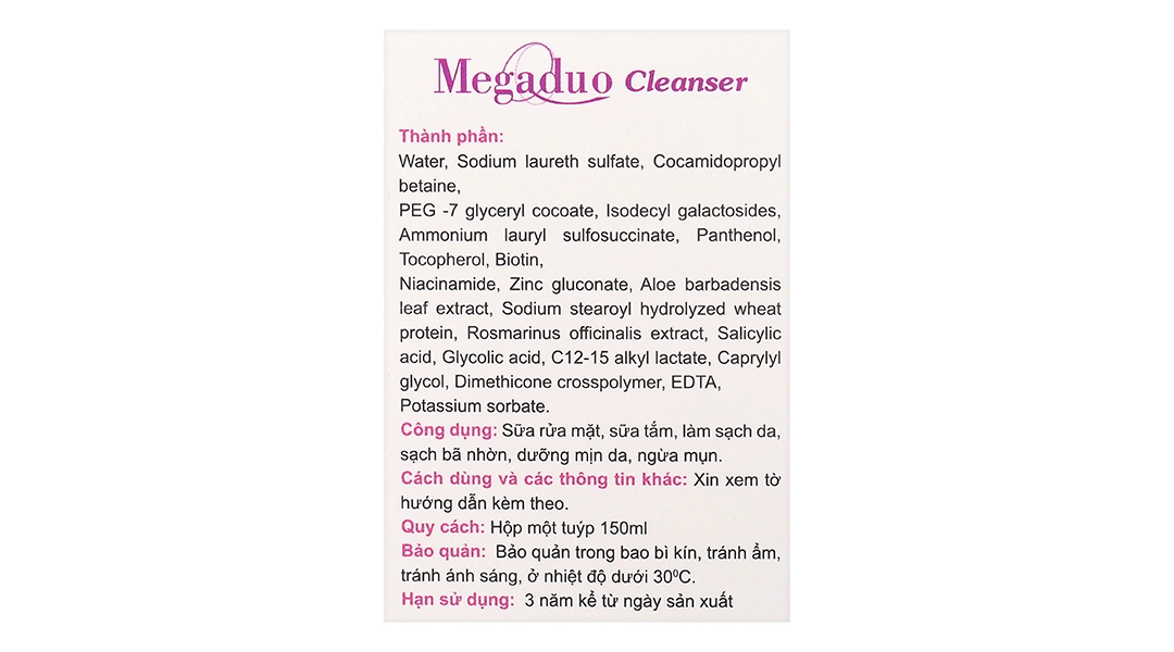 Sữa rửa mặt Megaduo Cleanser làm sạch da giúp da mịn màng, ngừa mụn tuýp 150ml - 4