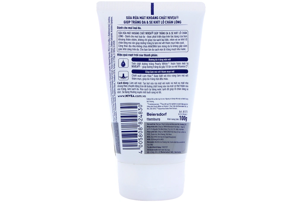 Sữa rửa mặt Nivea bùn khoáng dưỡng trắng tuýp 100g - 1