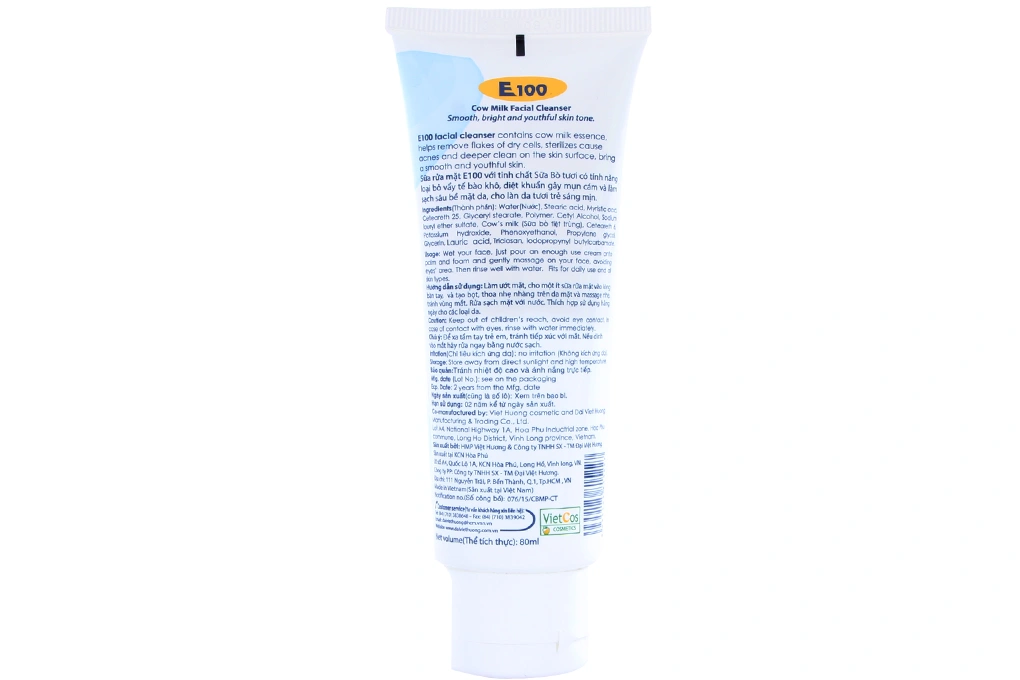 Sữa rửa mặt E100 tẩy tế bào chết, trắng da tuýp 80ml - 1