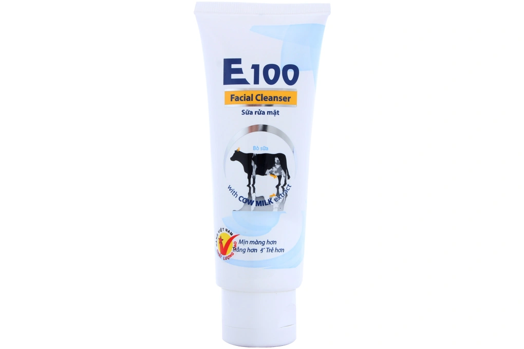 Sữa rửa mặt E100 tẩy tế bào chết, trắng da tuýp 80ml - 