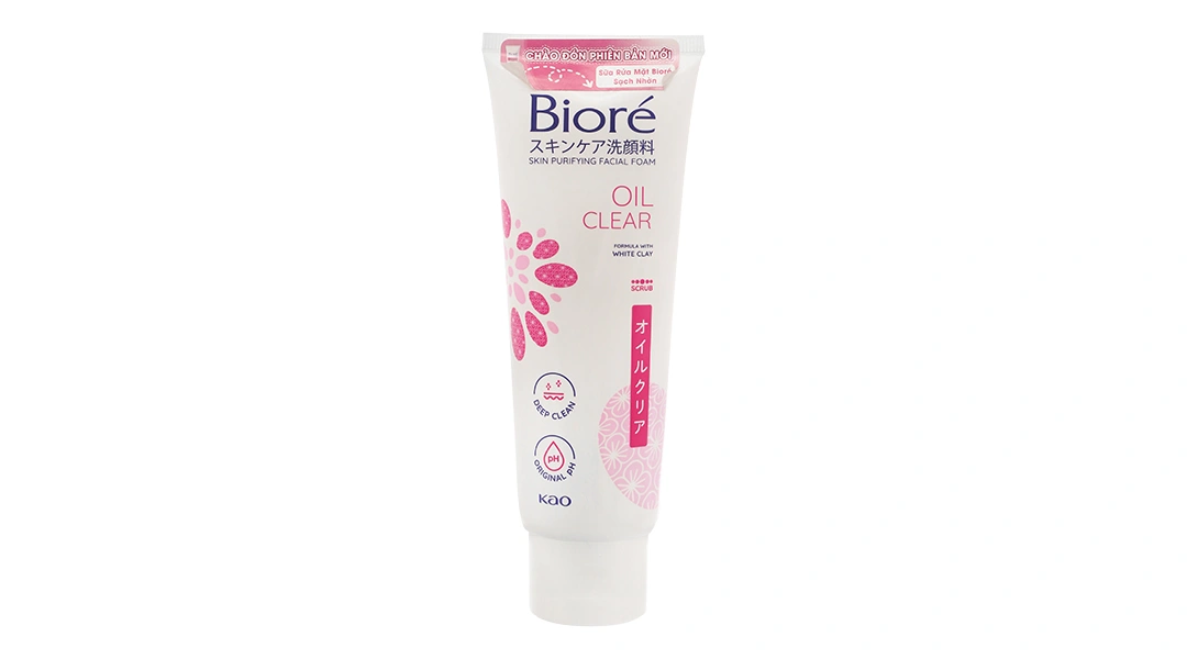 Sữa rửa mặt Biore Skin Purifying Facial Foam Oil Clear sạch bã nhờn tuýp 100g - 