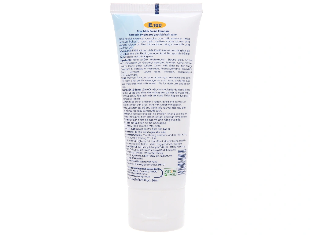 Sữa rửa mặt E100 da trắng sáng mịn màn tuýp 50ml - 1