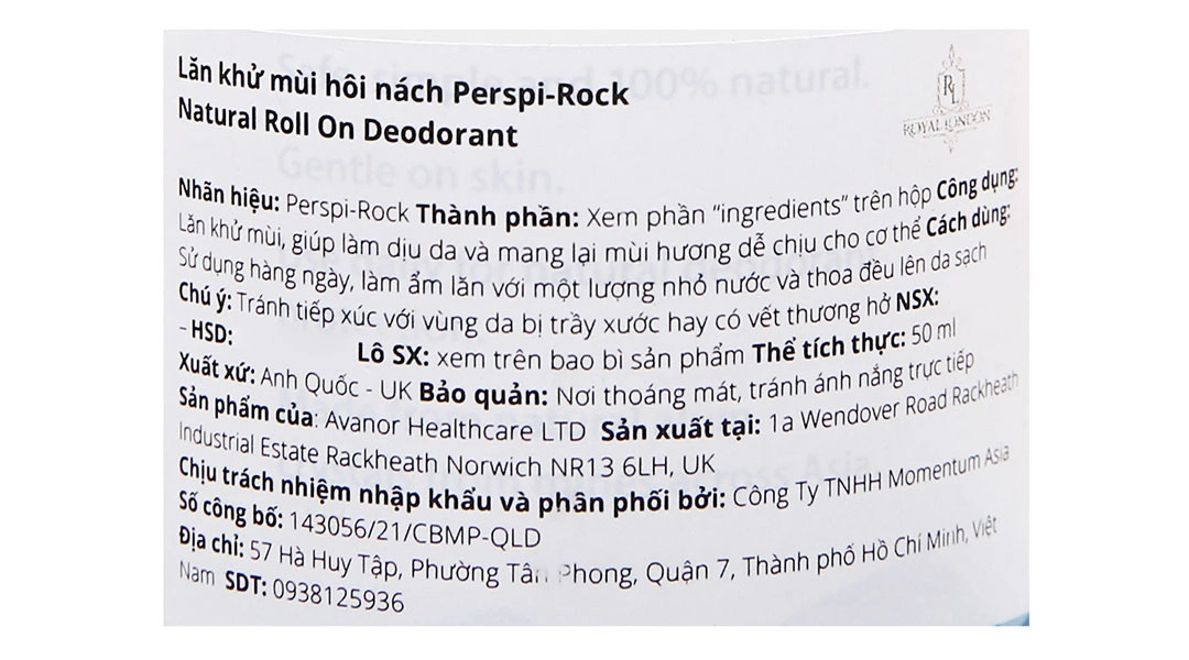 Lăn khử mùi Perspi-Rock Natural Deodorant chiết xuất lô hội chai 50 ml - 3