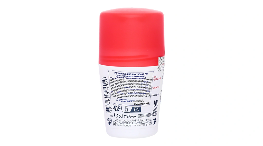Lăn khử mùi Vichy ngăn mồ hôi, giúp khô thoáng suốt 72h chai 50ml - 1