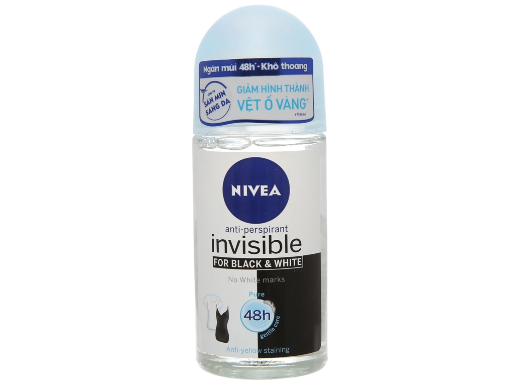 Lăn khử mùi Nivea Invisible giảm vệt ố vàng trên áo chai 50ml - 