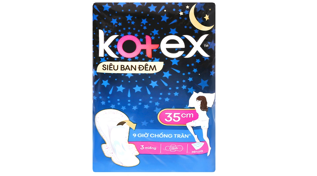 Băng vệ sinh đêm Kotex Style siêu thấm có cánh 35cm gói 3 miếng - 