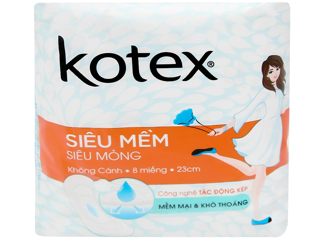 Băng vệ sinh Kotex siêu mỏng không cánh gói 8 miếng - 