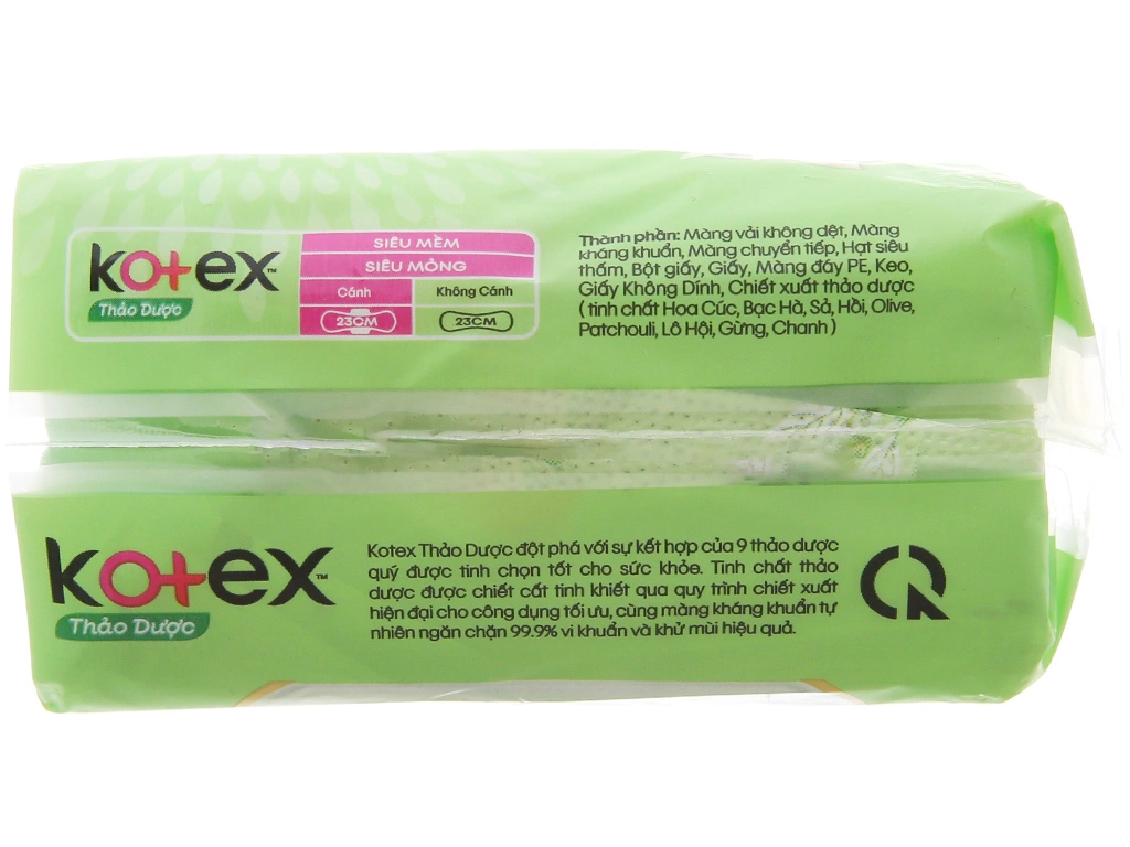 Băng vệ sinh Kotex thảo dược siêu mềm, siêu mỏng cánh gói 8 miếng - 1