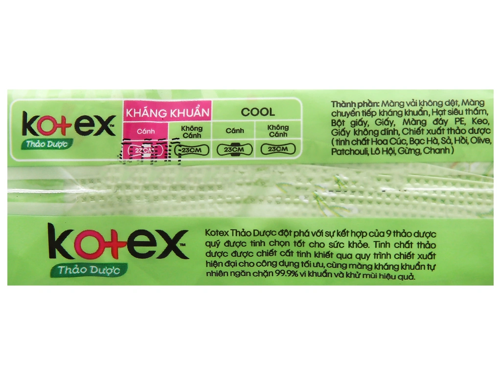 Băng vệ sinh Kotex thảo dược siêu mềm, siêu mỏng cánh gói 8 miếng - 5