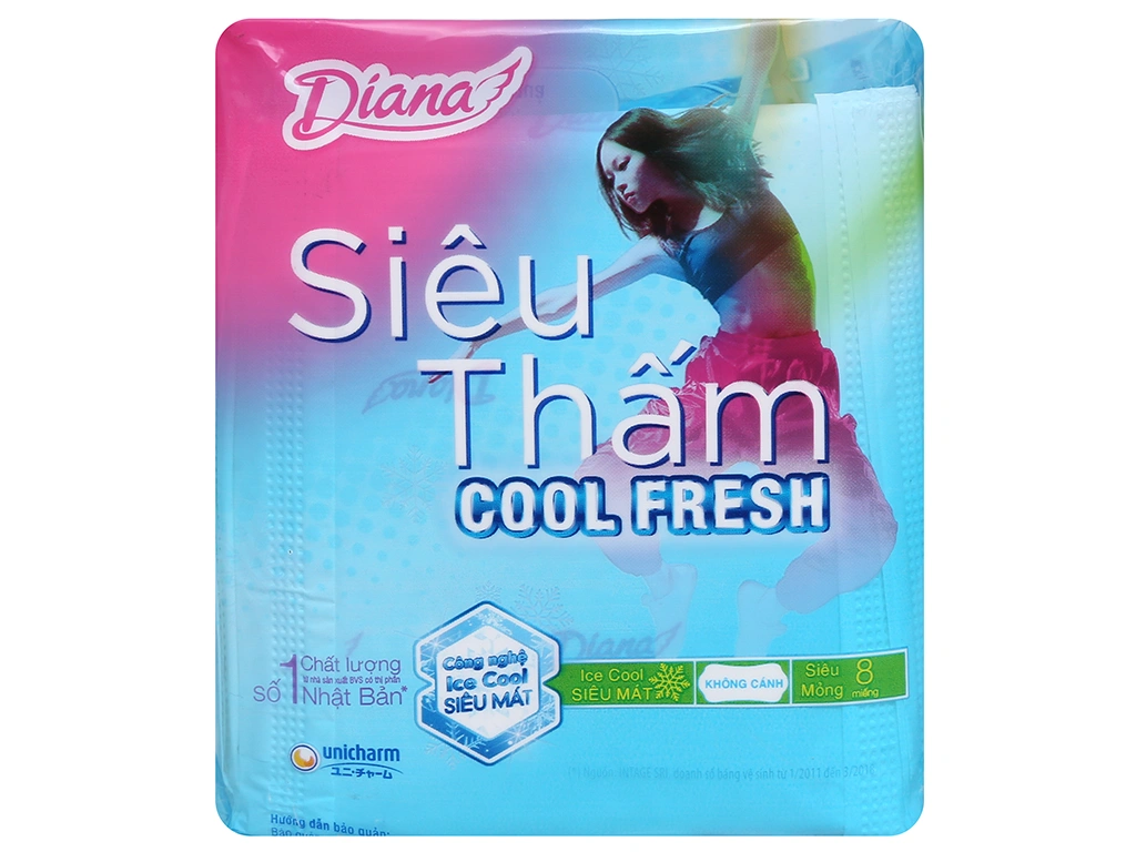 Băng vệ sinh Diana Cool Fresh siêu mỏng gói 8 miếng - 