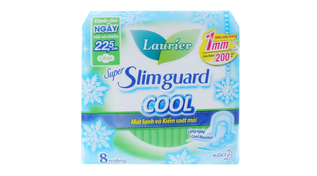 Băng vệ sinh Laurier Super Slimguard Cool siêu mỏng có cánh gói 16 miếng - 8