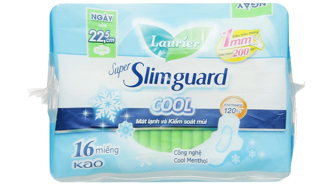 Băng vệ sinh Laurier Super Slimguard Cool siêu mỏng có cánh gói 16 miếng - 3