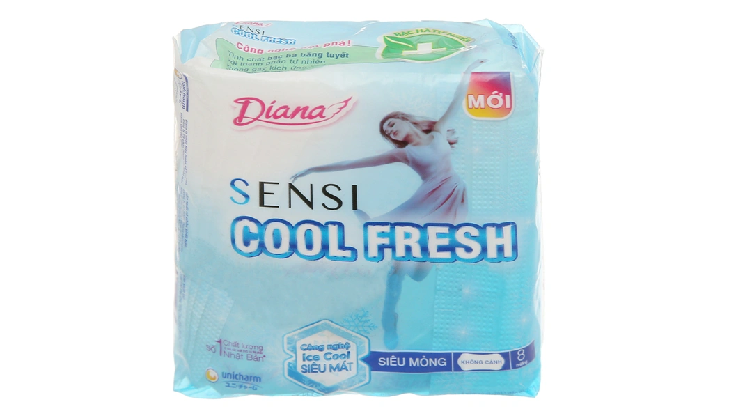 Băng vệ sinh Diana Cool Fresh siêu mỏng không cánh gói 8 miếng - 