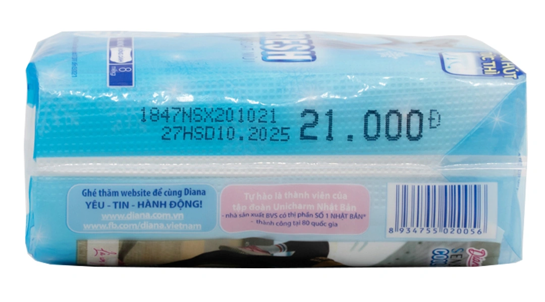 Băng vệ sinh Diana Cool Fresh siêu mỏng không cánh gói 8 miếng - 3