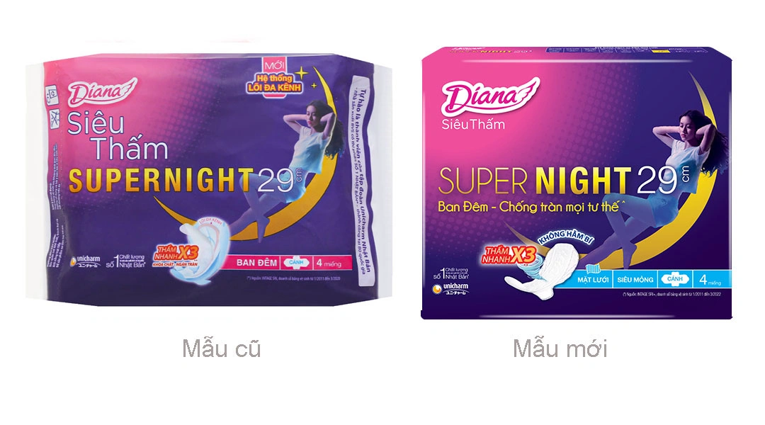 Băng vệ sinh ban đêm Diana Super siêu thấm có cánh 29cm gói 12 miếng - 2