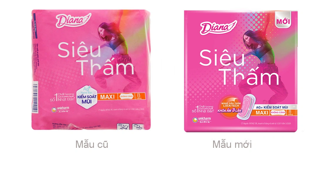 Băng vệ sinh Diana Maxi không cánh siêu thấm gói 8 miếng - 